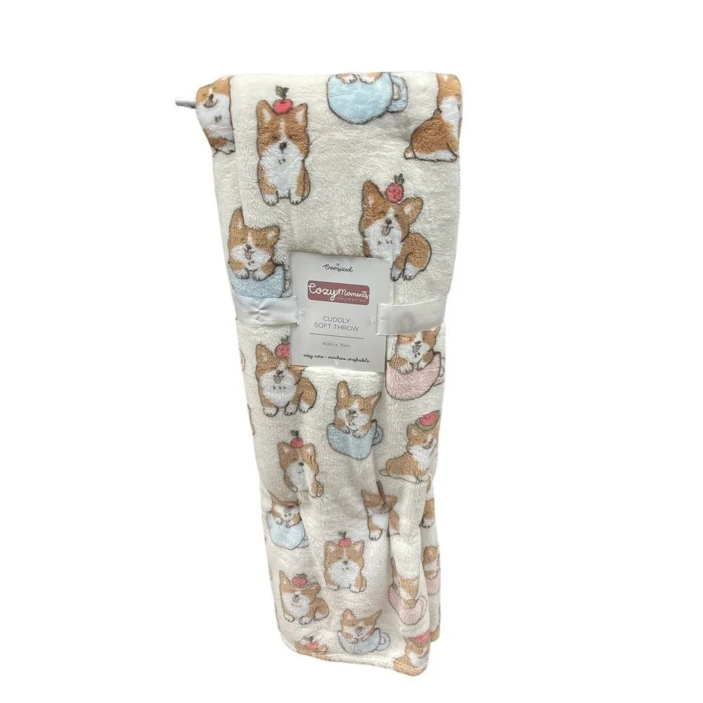 Corgi dog soft cozy throw blanket